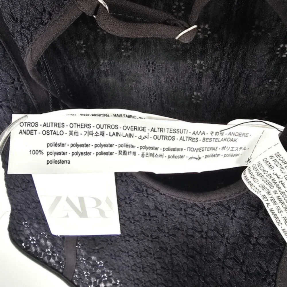 NWT ZARA Black Lace Adjustable Strappy Bodysuit Side Zip 7843/770 Sz‎ XS